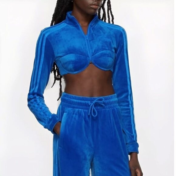 Adidas x Jeremy Scott Blue Velvet Track Top - Picture 1 of 6